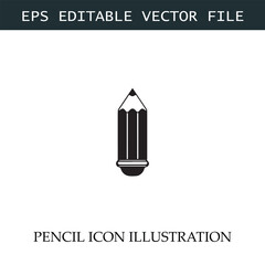 Pencil Icon Black and White Vector Design Image Illustration
