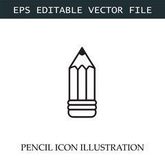 Pencil Icon Black and White Vector Design Image Illustration

