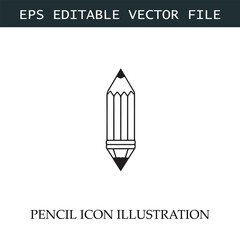 Pencil Icon Black and White Vector Design Image Illustration
