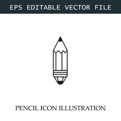 Pencil Icon Black and White Vector Design Image Illustration
