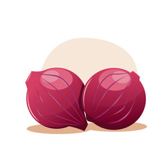 Onions slices with smooth background, onion flat illustration