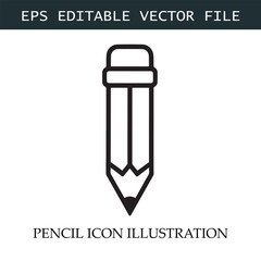 Pencil Icon Black and White Vector Design Image Illustration
