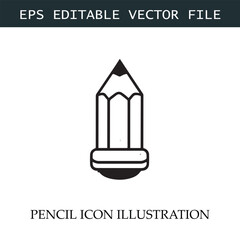 Pencil Icon Black and White Vector Design Image Illustration
