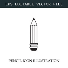 Pencil Icon Black and White Vector Design Image Illustration
