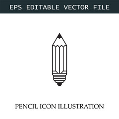 Pencil Icon Black and White Vector Design Image Illustration

