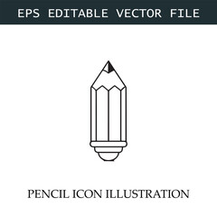 Pencil Icon Black and White Vector Design Image Illustration
