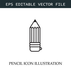 Pencil Icon Black and White Vector Design Image Illustration
