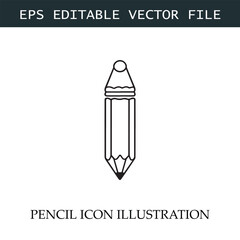 Pencil Icon Black and White Vector Design Image Illustration

