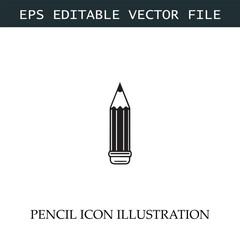 Pencil Icon Black and White Vector Design Image Illustration
