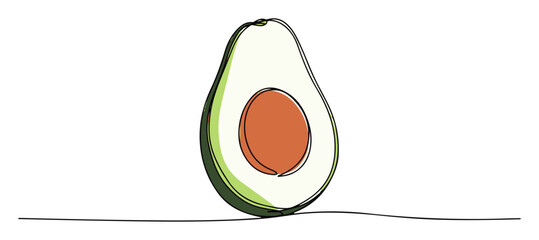 avocado half line art healthy fruit minimal vector illustration