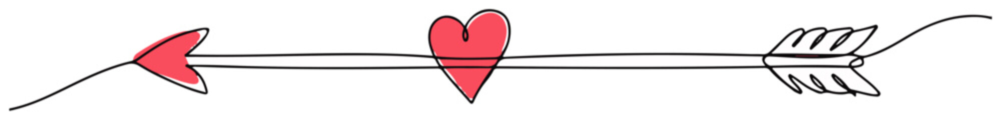 heart pierced by arrow abstract line art vector