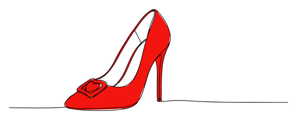 high heel shoe with heart – minimalist fashion line art