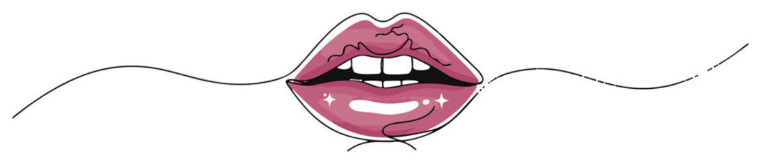 shiny lips with sparkle – sensual minimalist line art
