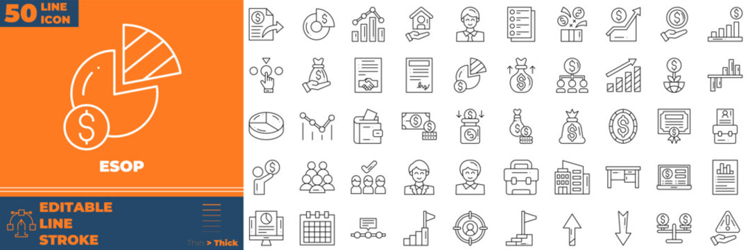 Esop Line Editable Icons set. Vector illustration in modern thin line style of esop icons: money, business, payment, etc