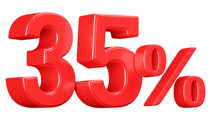 3D Red 35 Percent Off Discount Number Sale