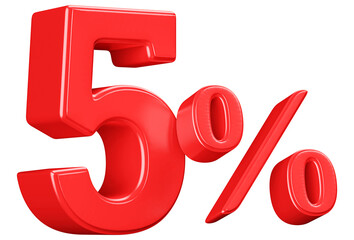 3D Red 5 Percent Off Discount Number Sale