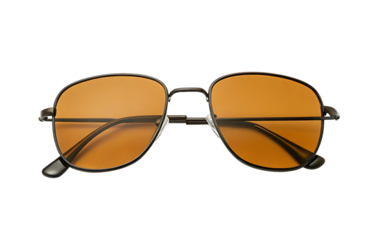 stylish black sunglasses with orange lenses isolated on white background PNG 