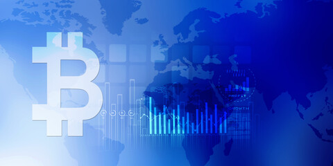 Obraz premium 2d rendering bitcoin sign with graph 