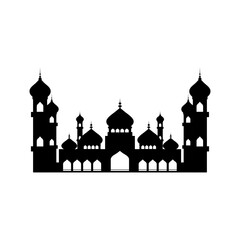a mosque with 4 tall minarets