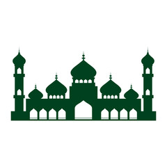 mosque with green color filled with peace that opens its windows and doors