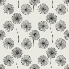 simple illustration on white background; isolated dandelions; repeating pattern