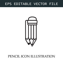 Pencil Icon Black and White Vector Design Image Illustration
