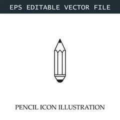 Pencil Icon Black and White Vector Design Image Illustration
