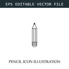 Pencil Icon Black and White Vector Design Image Illustration
