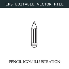 Pencil Icon Black and White Vector Design Image Illustration
