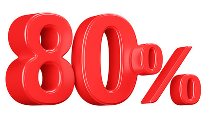 3D Red 80 Percent Off Discount Number Sale
