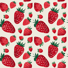 simple illustration on white background; isolated strawberries; repeating pattern