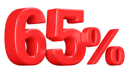3D Red 65 Percent Off Discount Number Sale