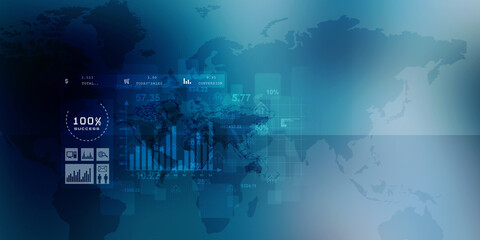 2d illustration Stock market online business concept. business Graph 