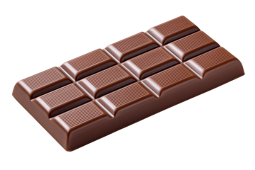 Chocolate Bar Isolated: A mouthwatering milk chocolate bar with its symmetrical segments, isolated on white, captures the essence of sweet indulgence and simple pleasure.