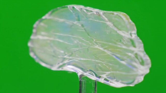 Broken Glass Shard Slowly Spinning on Green Screen
