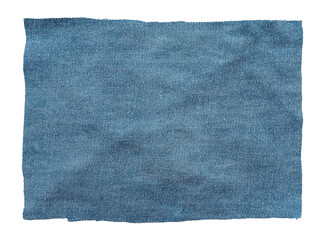 Piece of torn denim on a white background. Denim texture