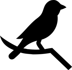 Elegant silhouette illustration of a bird perched gracefully on a branch perfect for nature themed designs and artistic projects with