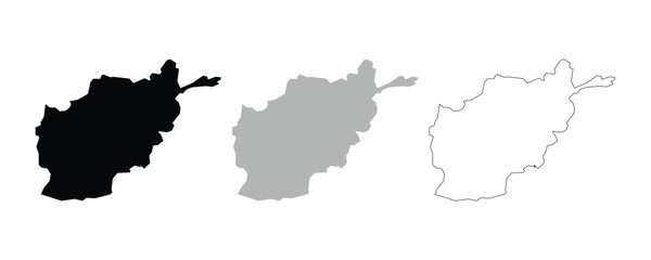 Afghanistan map silhouette vector illustration on white background. Afghanistan line art map vector