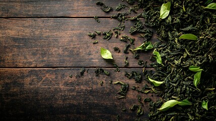 緑茶の葉と茶葉が織りなす自然の恵み