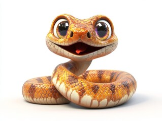 Fototapeta premium Cute Cartoon Snake with Big Eyes and a Smile 