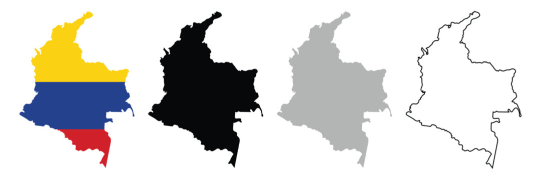 Colombia map black silhouette vector illustration on white background
