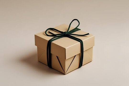Simple gift box, neatly tied string, clean fold, minimal design, elegant look.