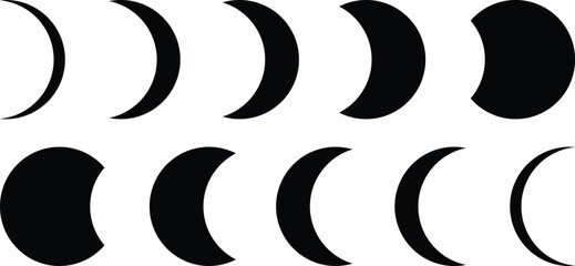 Fototapeta premium Moon phases lunar cycle crescent moon sign vector illustraiton