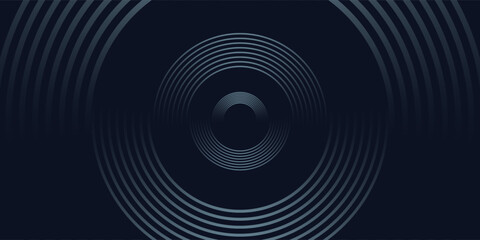 Blue abstract background with glowing circles. Swirl circular lines pattern. Geometric spiral. Twirl element. Modern graphic design. Futuristic technology concept. Vector illustration.