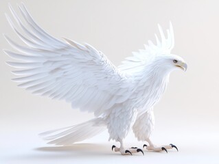 Fototapeta premium White eagle standing tall with wings raised 