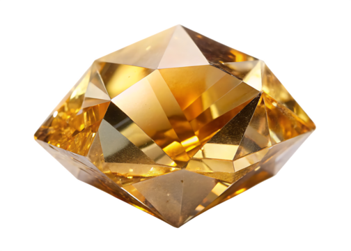 gold crystal isolated on white background, PNG