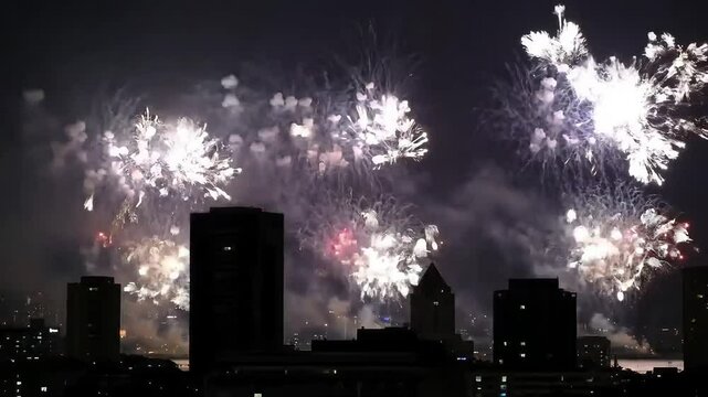fireworks over city