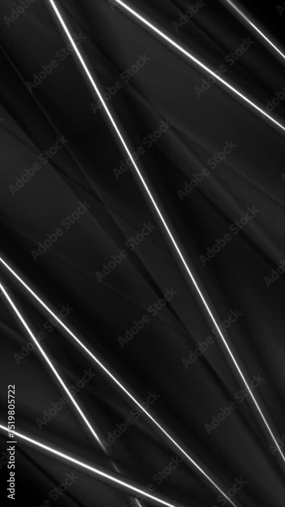 Poster black white modern abstract futuristic motion background with glowing neon lines. vertical looped vi
