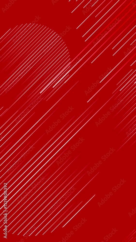 Aufkleber Red minimal lines arranged in a circle, abstract tech motion background. Vertical looped video animation