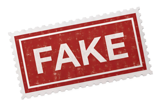 Red Stamp with the Word 'FAKE' -  Authenticity, Deception, and Fraud Concept